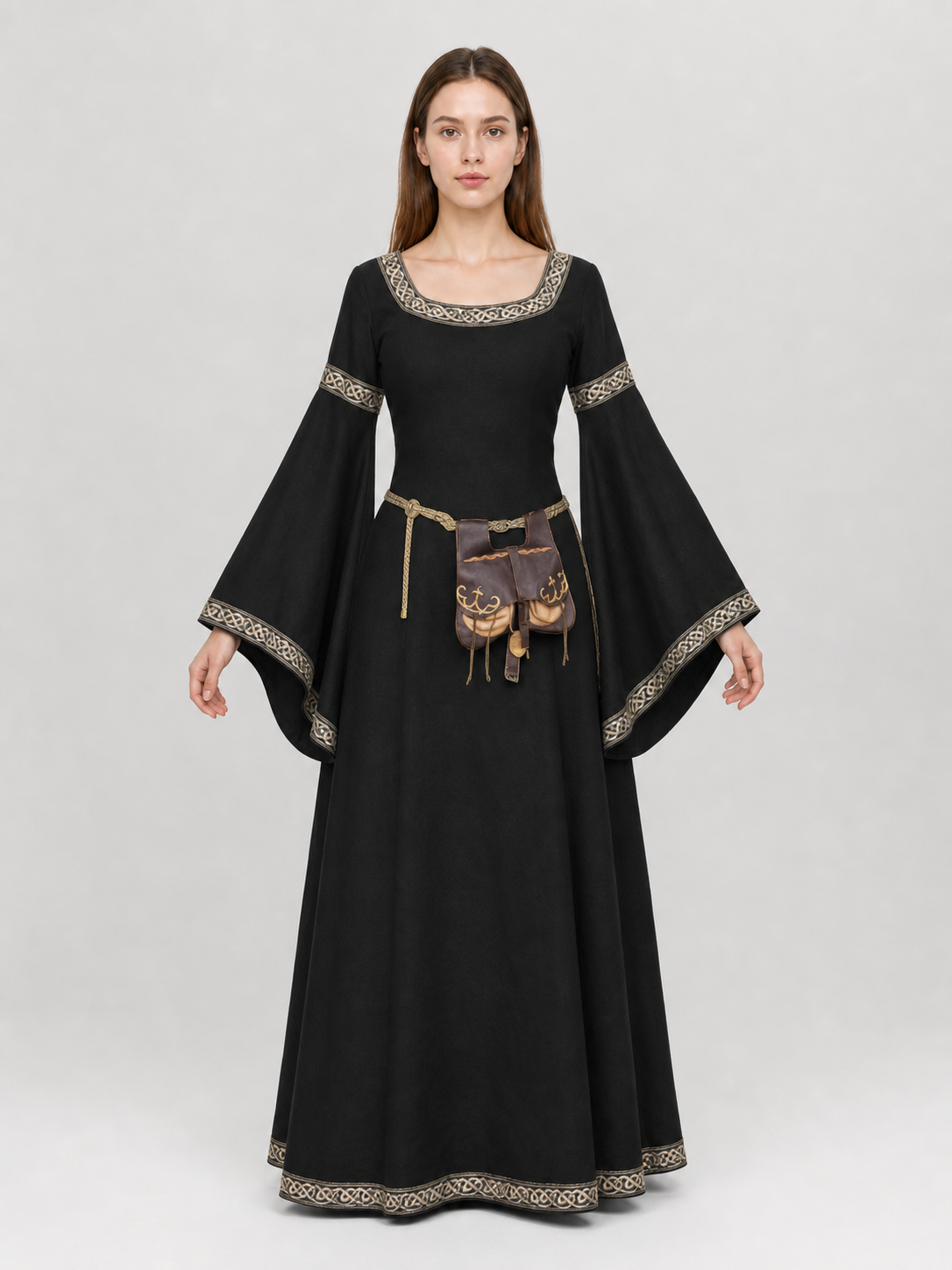 Medieval Dress with Belt and Bell Sleeves