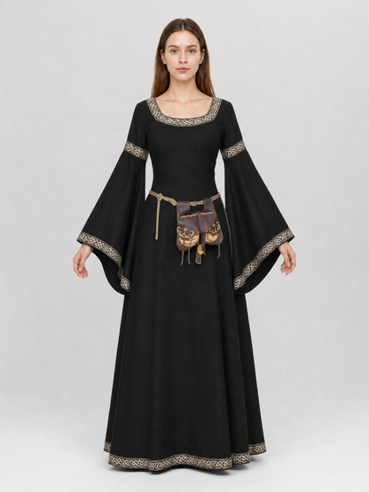 Medieval Dress with Belt and Bell Sleeves