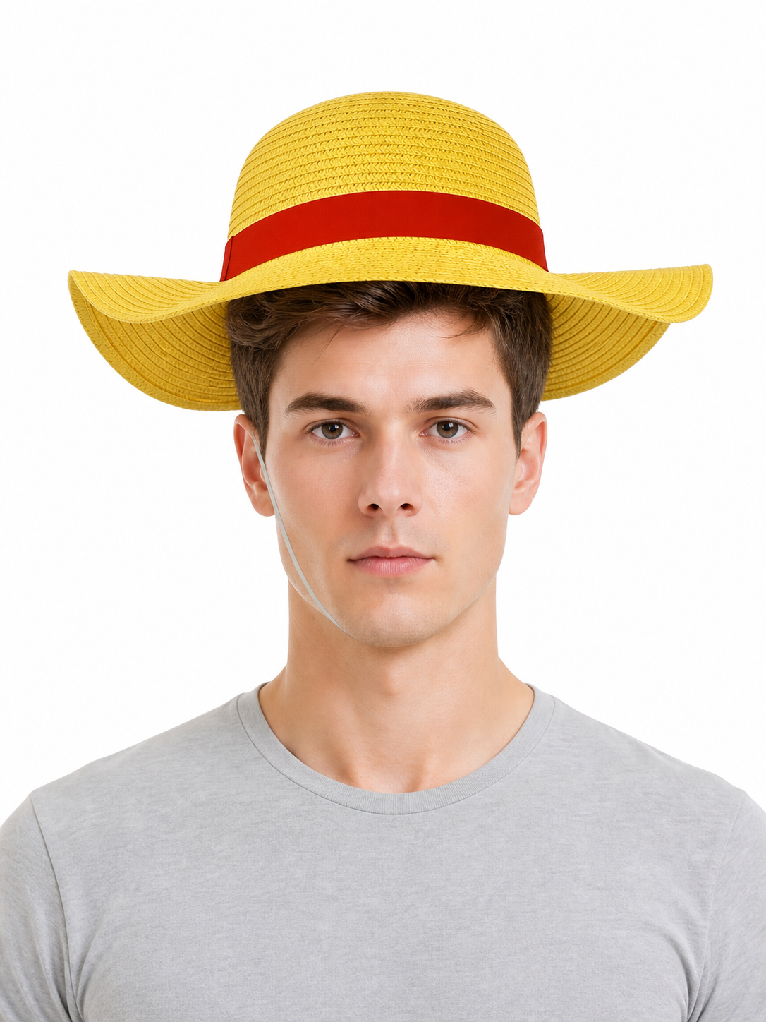 Carnival hat with a red ribbon and cord