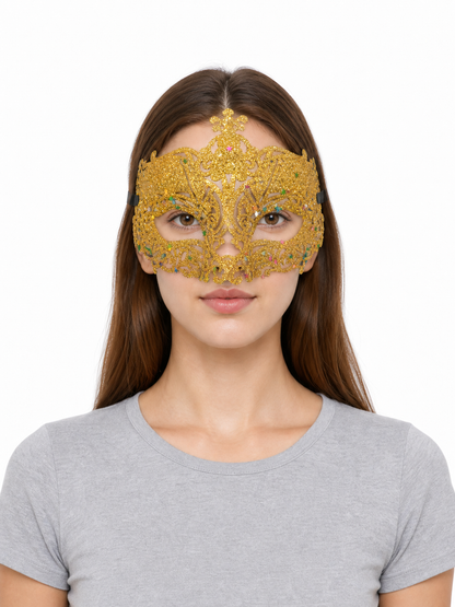 Masquerade Eye Mask with Gold Glitter
