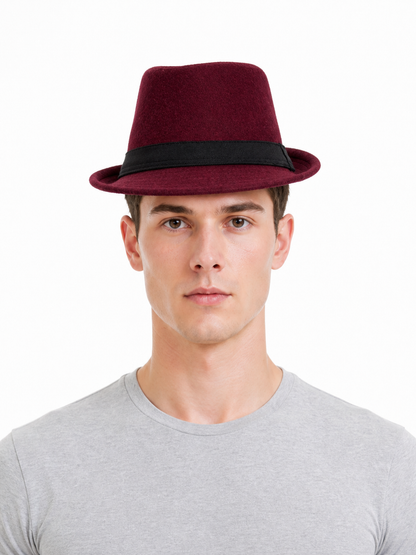 Carnival Fedora Hat with Ribbon and Wide Brim
