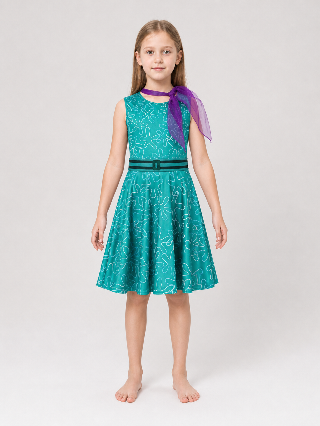 Inside Out 2 Cosplay Dress with Belt and Scarf