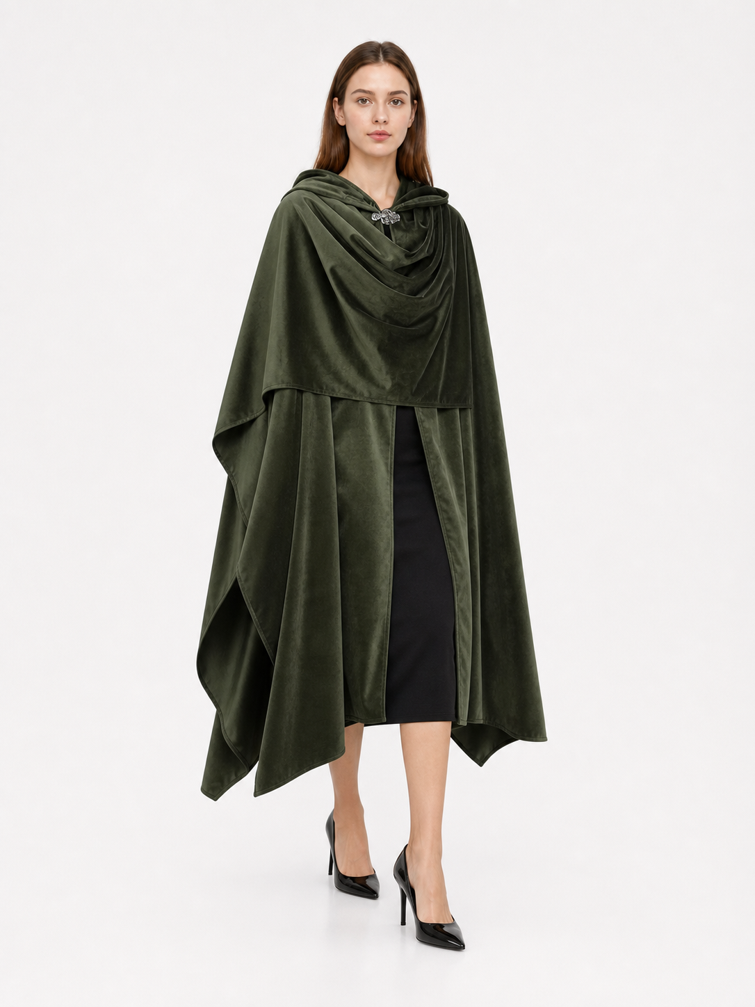Green hooded carnival cloak, cosplay