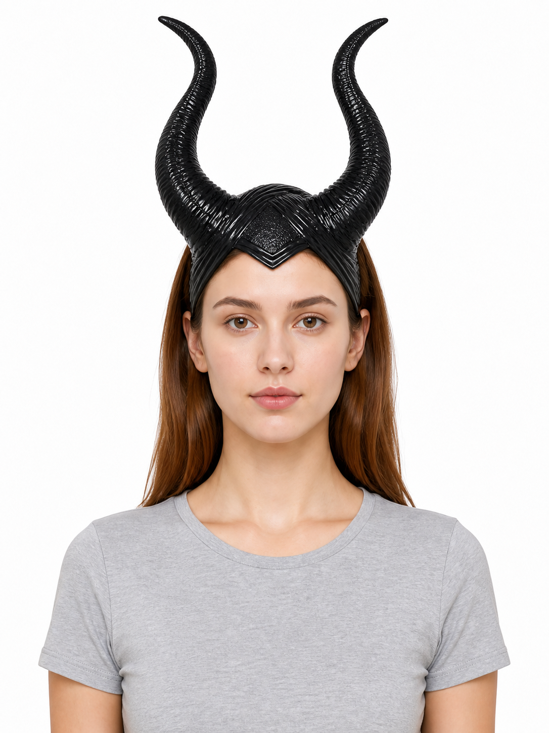 Black Headpiece with Two Curved Horns