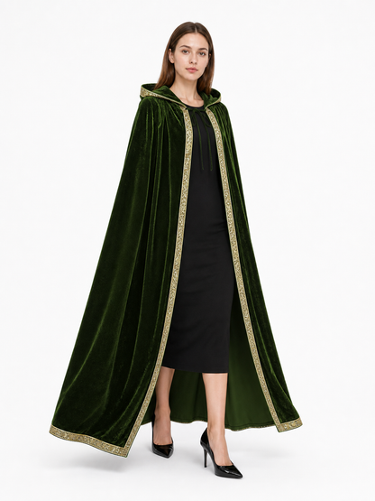 Dark Green Hooded Carnival Cloak