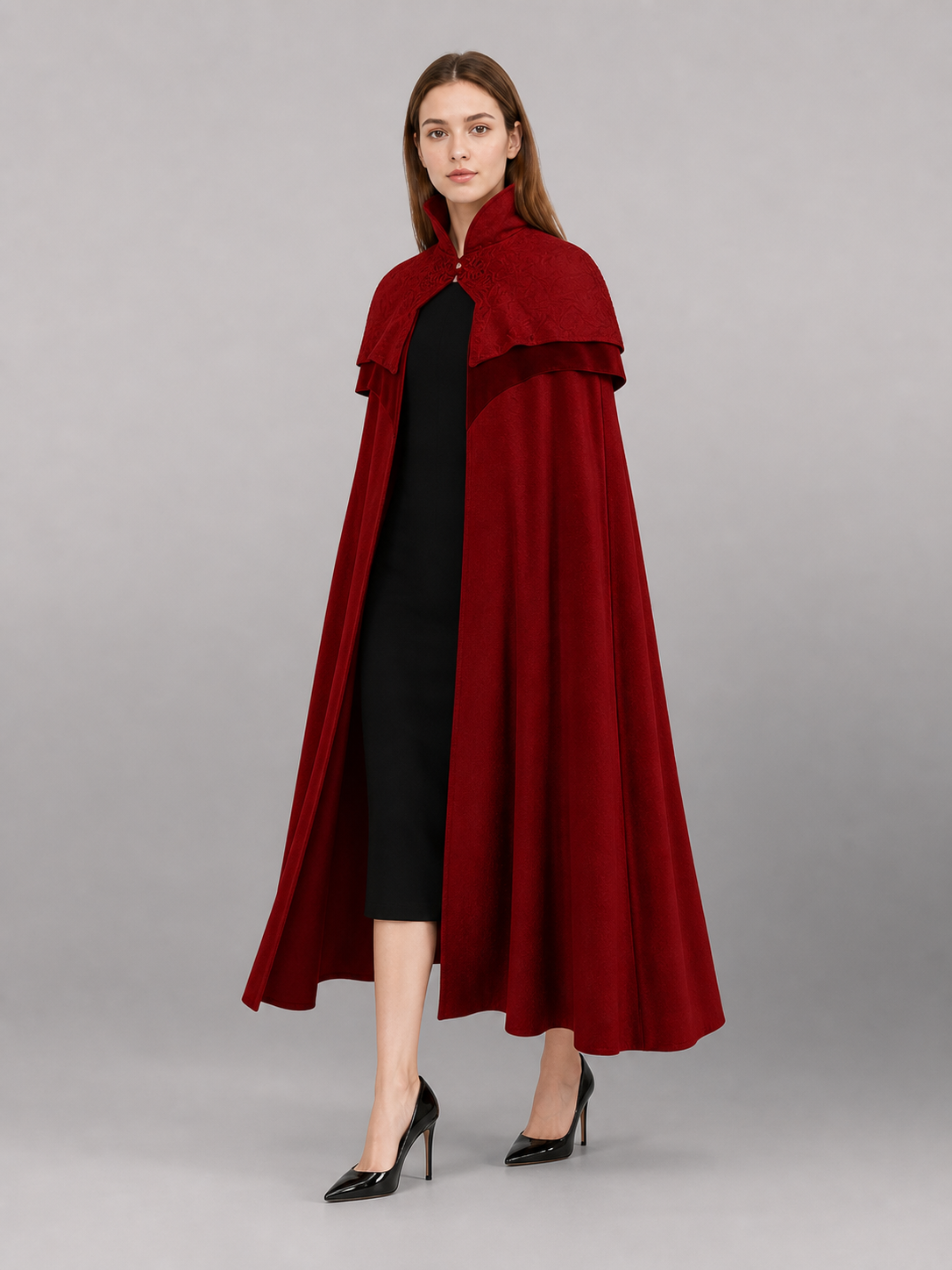 Burgundy Hooded Carnival Cloak