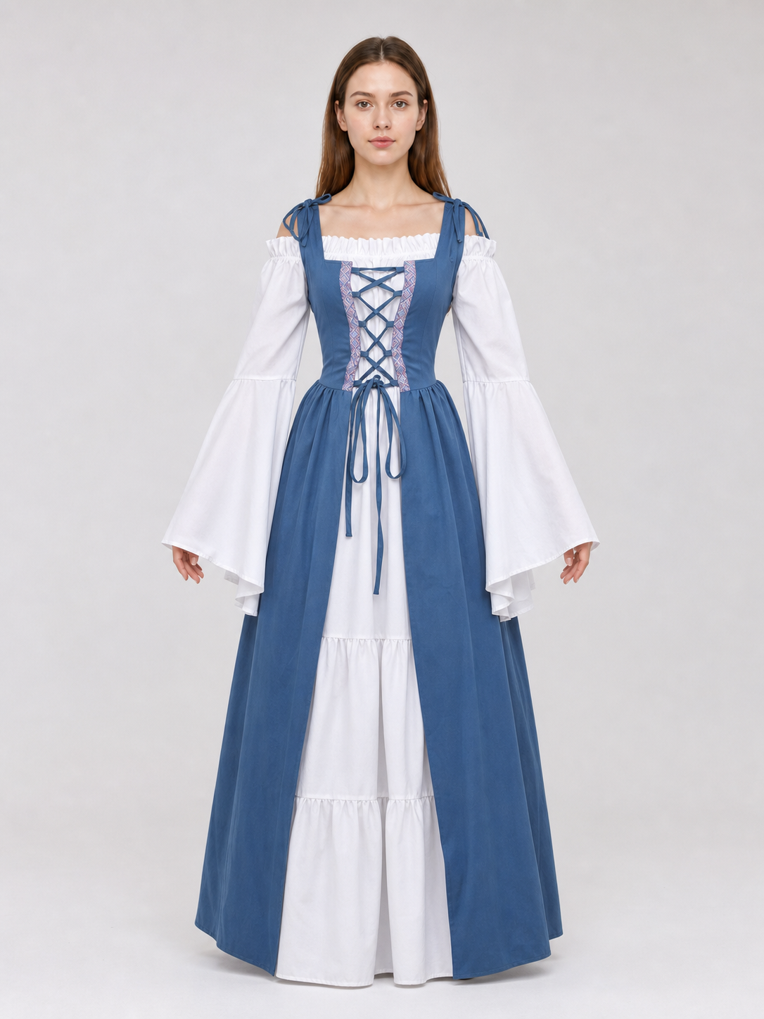 Medieval-Style Dress with a Square Neckline
