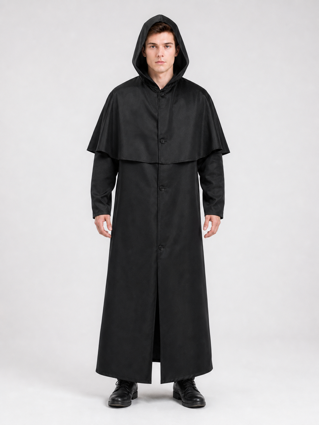 Zombie Costume: Long Black Hooded Cloak