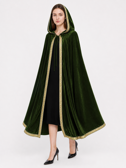 Green hooded carnival cloak, trim
