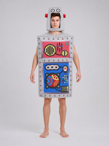 Robot costume with helmet for Halloween and parties