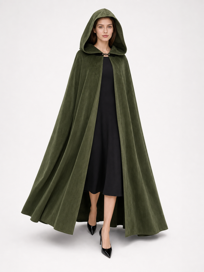 Long Green Hooded Costume Cloak