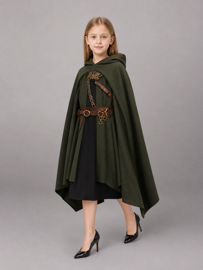 Green Medieval Hooded Carnival Cloak