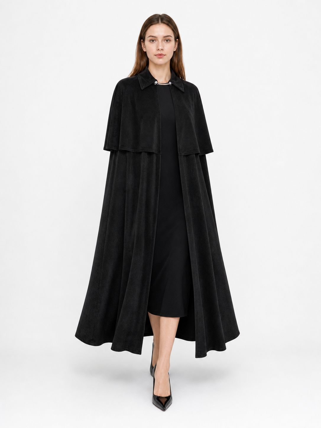 Black Carnival Cape with High Collar