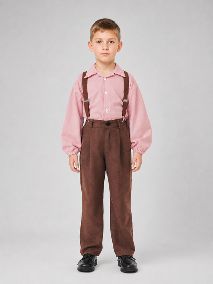 Retro-Style Shirt, Pants, and Suspenders Set