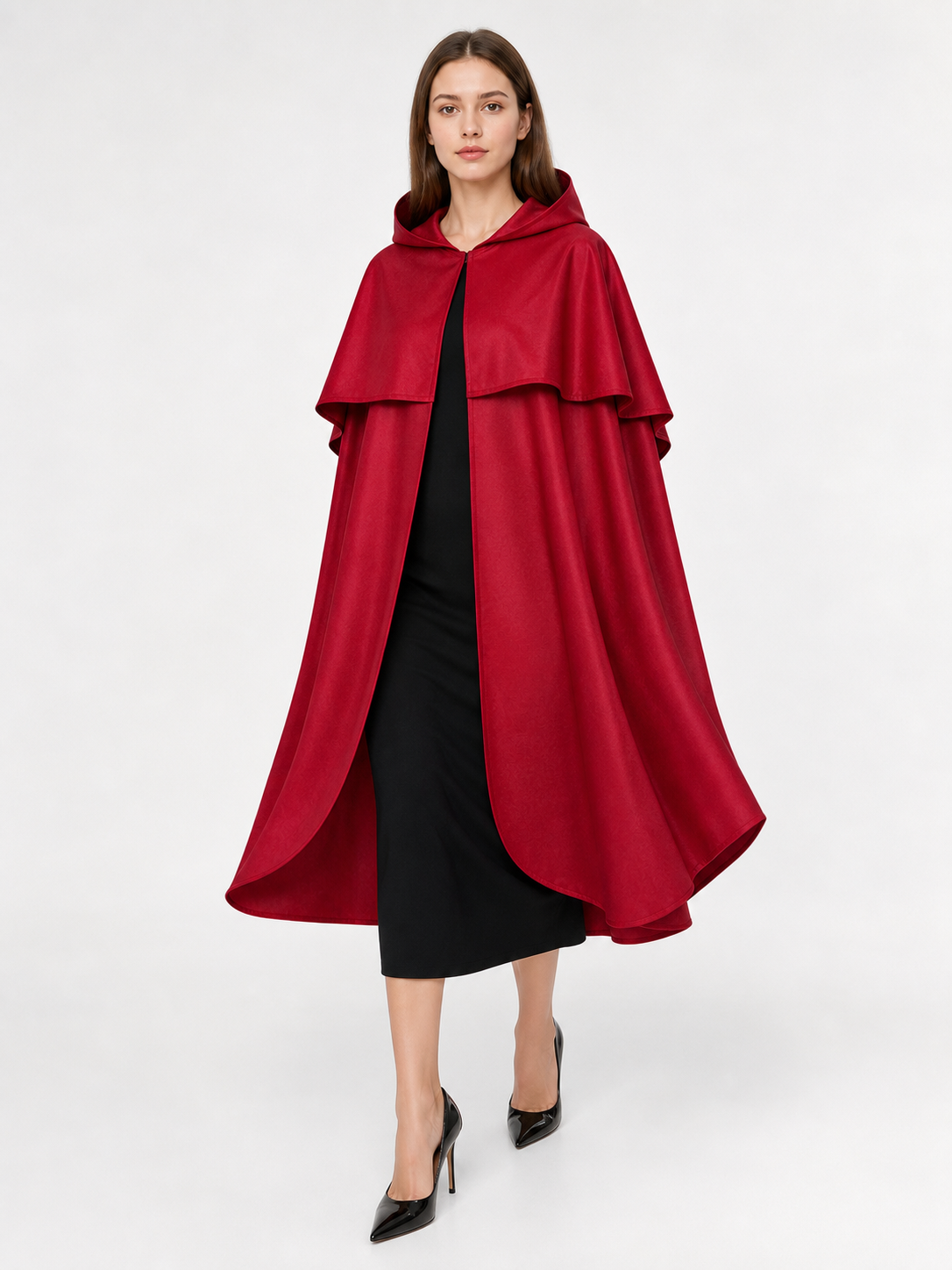 Burgundy hooded costume cloak for cosplay