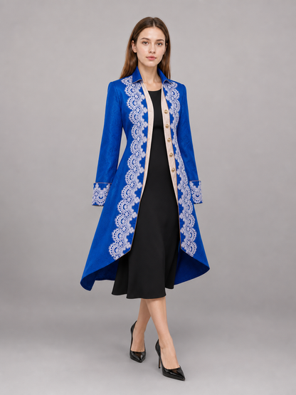 Blue costume tailcoat with decorative trim