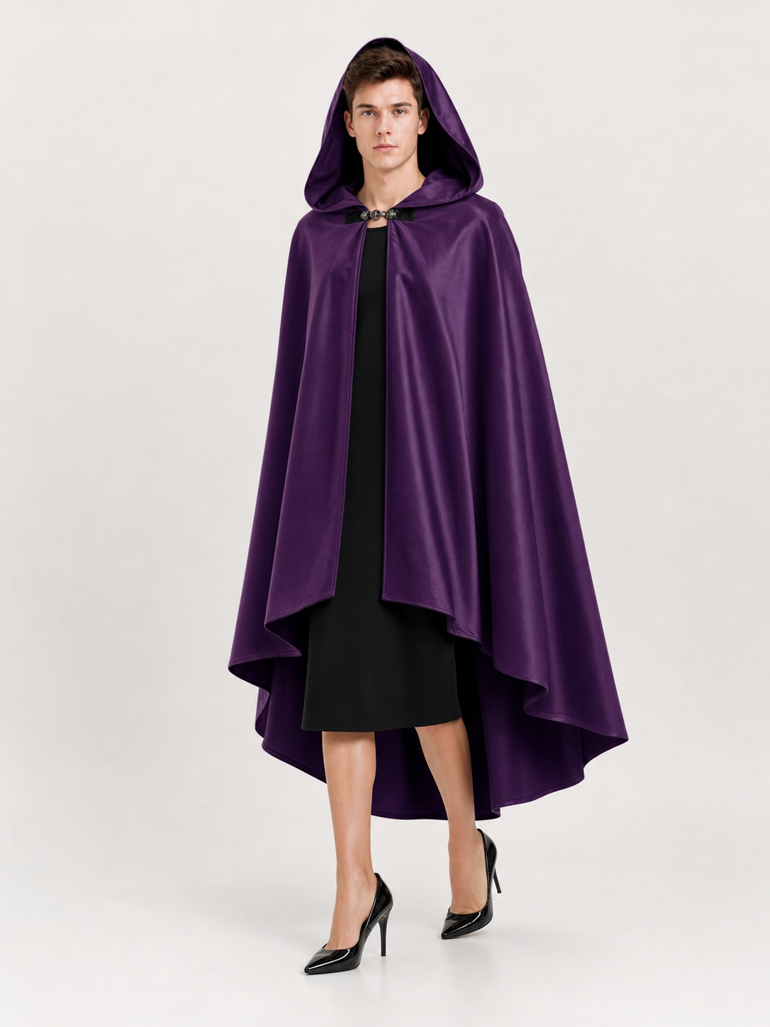 Purple Hooded Medieval Costume Cloak