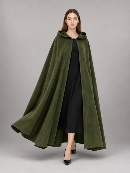 Long Green Hooded Costume Cloak