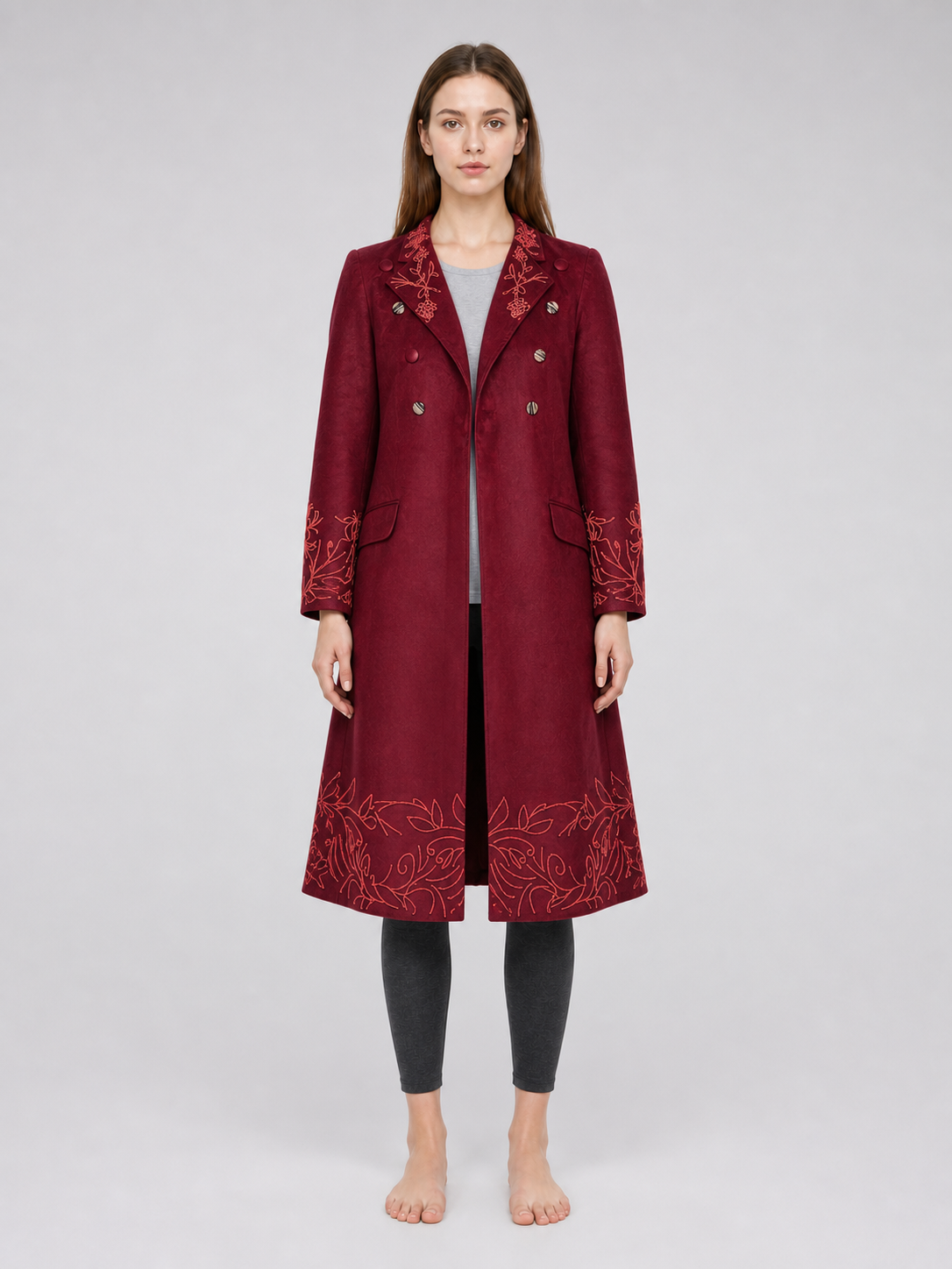Willy Wonka Cosplay Coat, Burgundy, with Embroidery