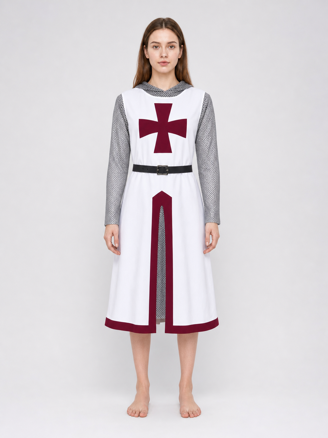 Medieval Costume with Cross, Cloak, and Belt