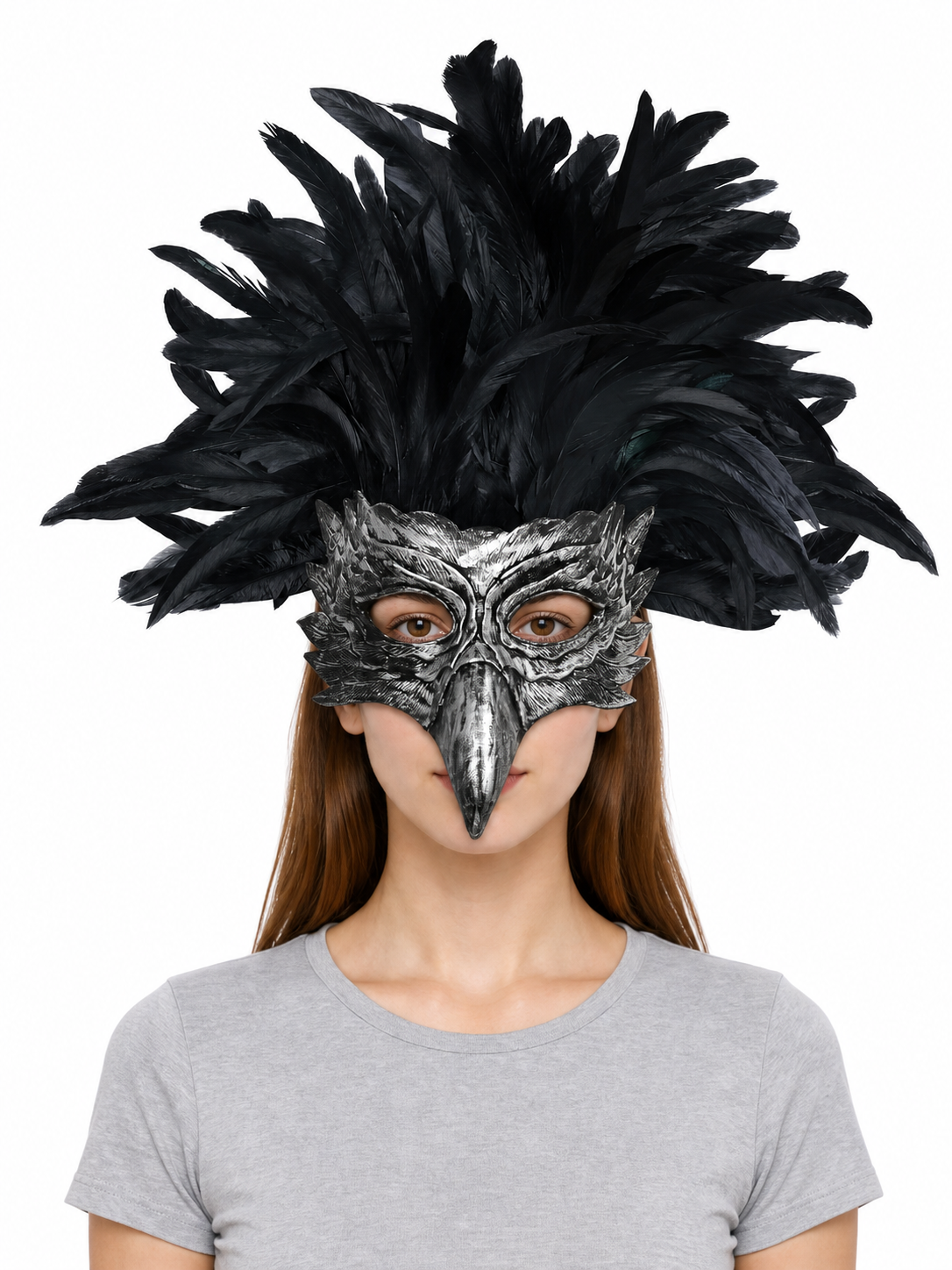 Carnival Eagle Mask with Black Feathers