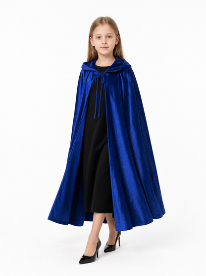 Velvet Hooded Cape, Royal Blue