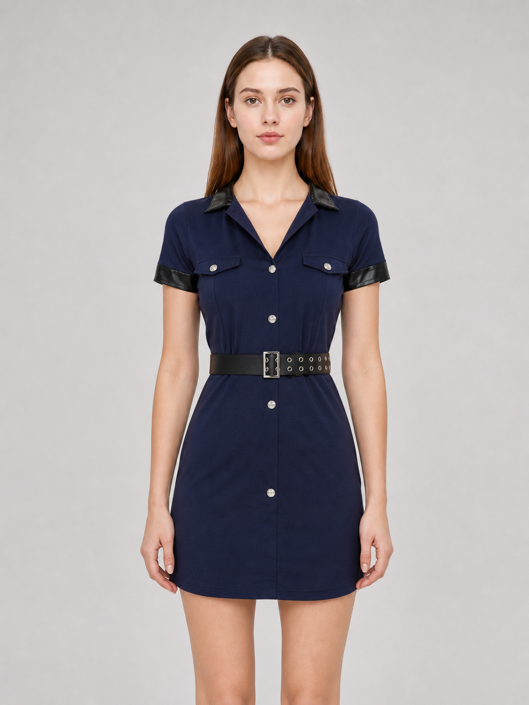 Police Uniform-Style Costume Dress with Cap