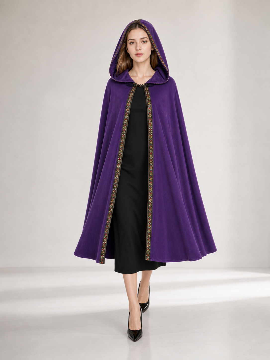 Purple Hooded Velvet Costume Cape product view 22