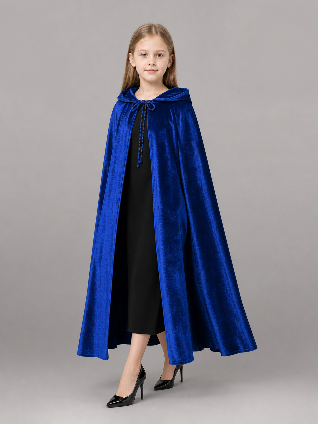 Velvet Hooded Cape, Royal Blue