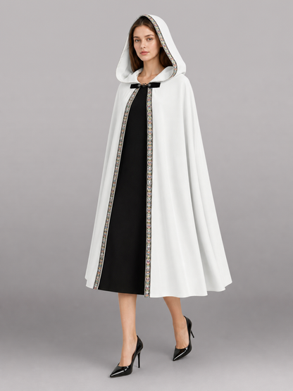 White Medieval Hooded Costume Cloak