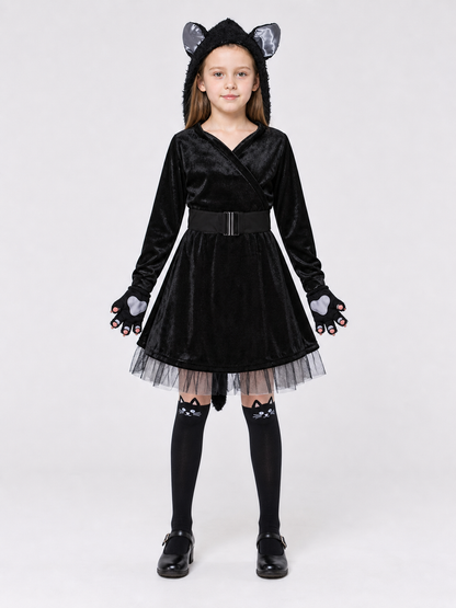 Black Cat Carnival Costume with Hood