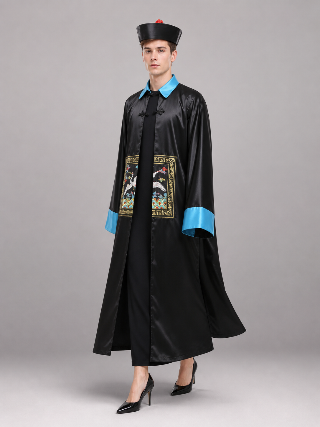 Ancient Chinese Style Costume: Black Robe and Hat