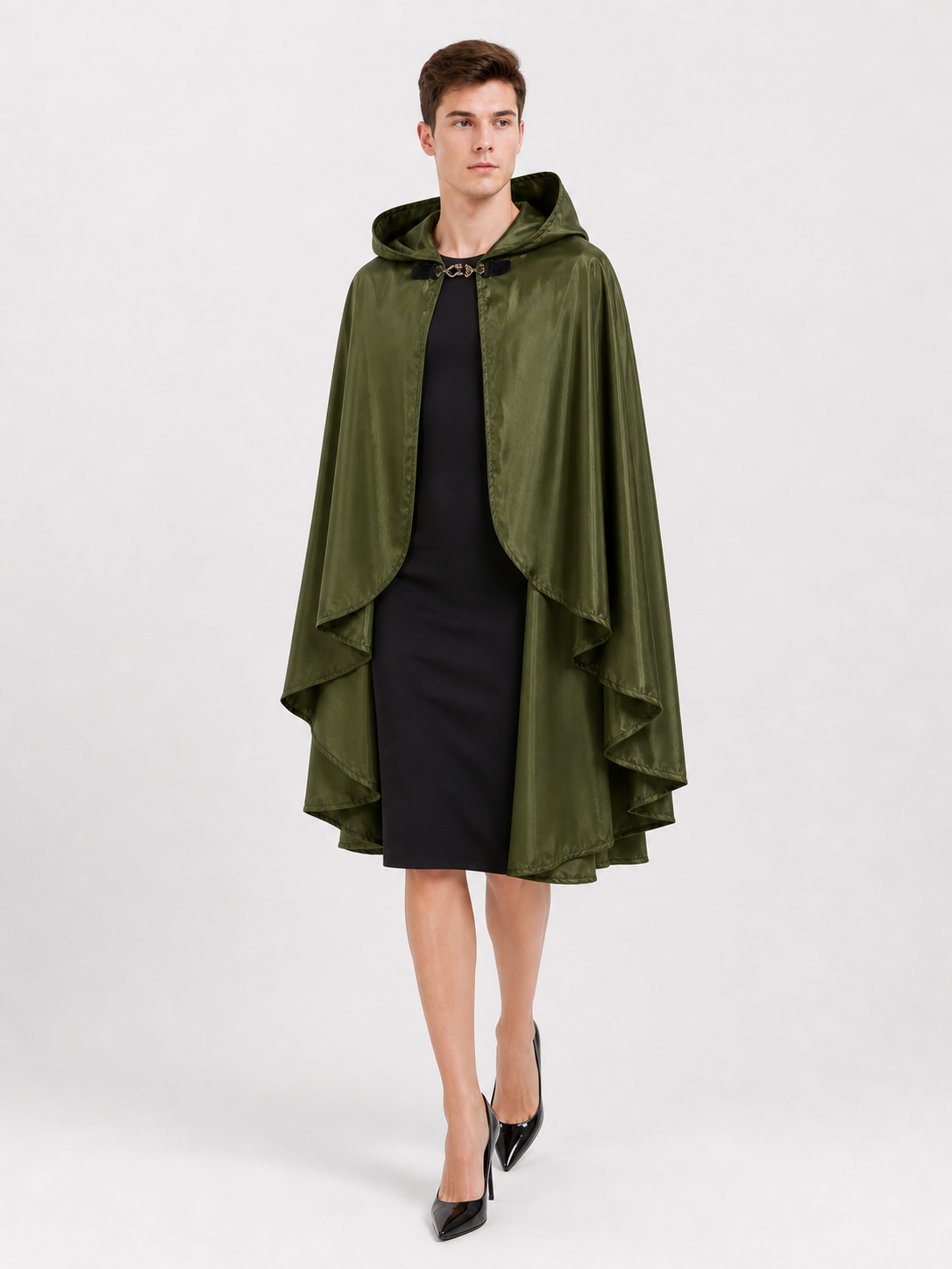 Green Costume Cloak with a Large Hood