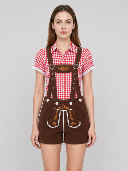Folk-Style Costume: Plaid Shirt and Shorts