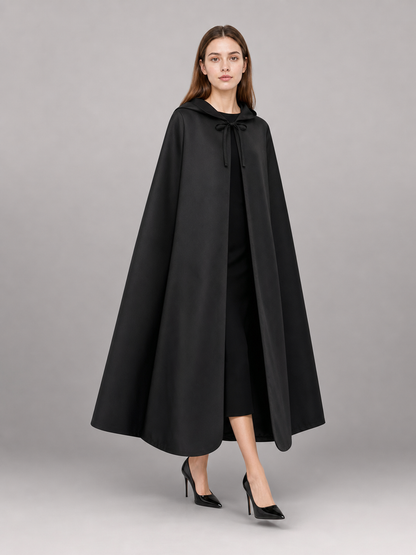 Long black hooded costume cape