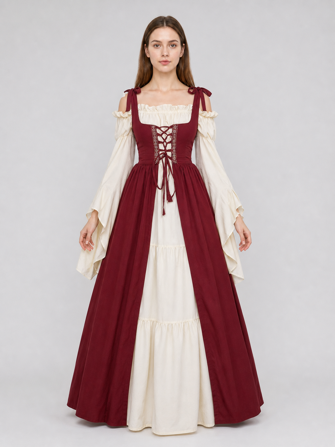 Renaissance-Style Costume Dress with Lacing front view 2