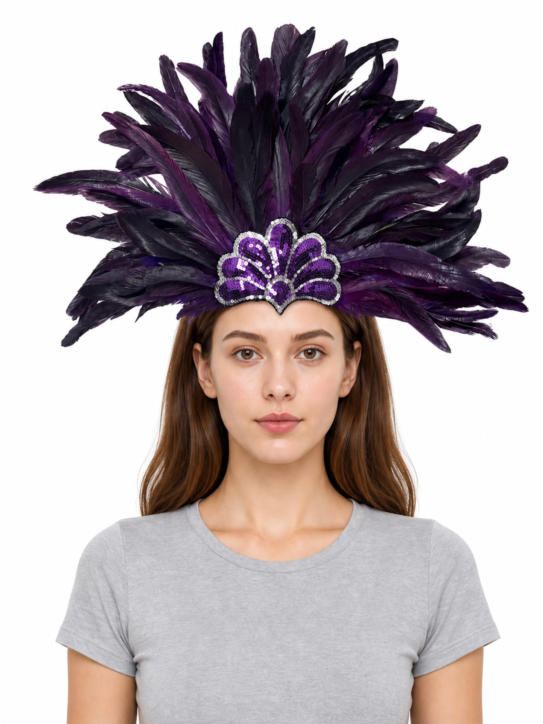 Carnival headpiece with feathers and sequins