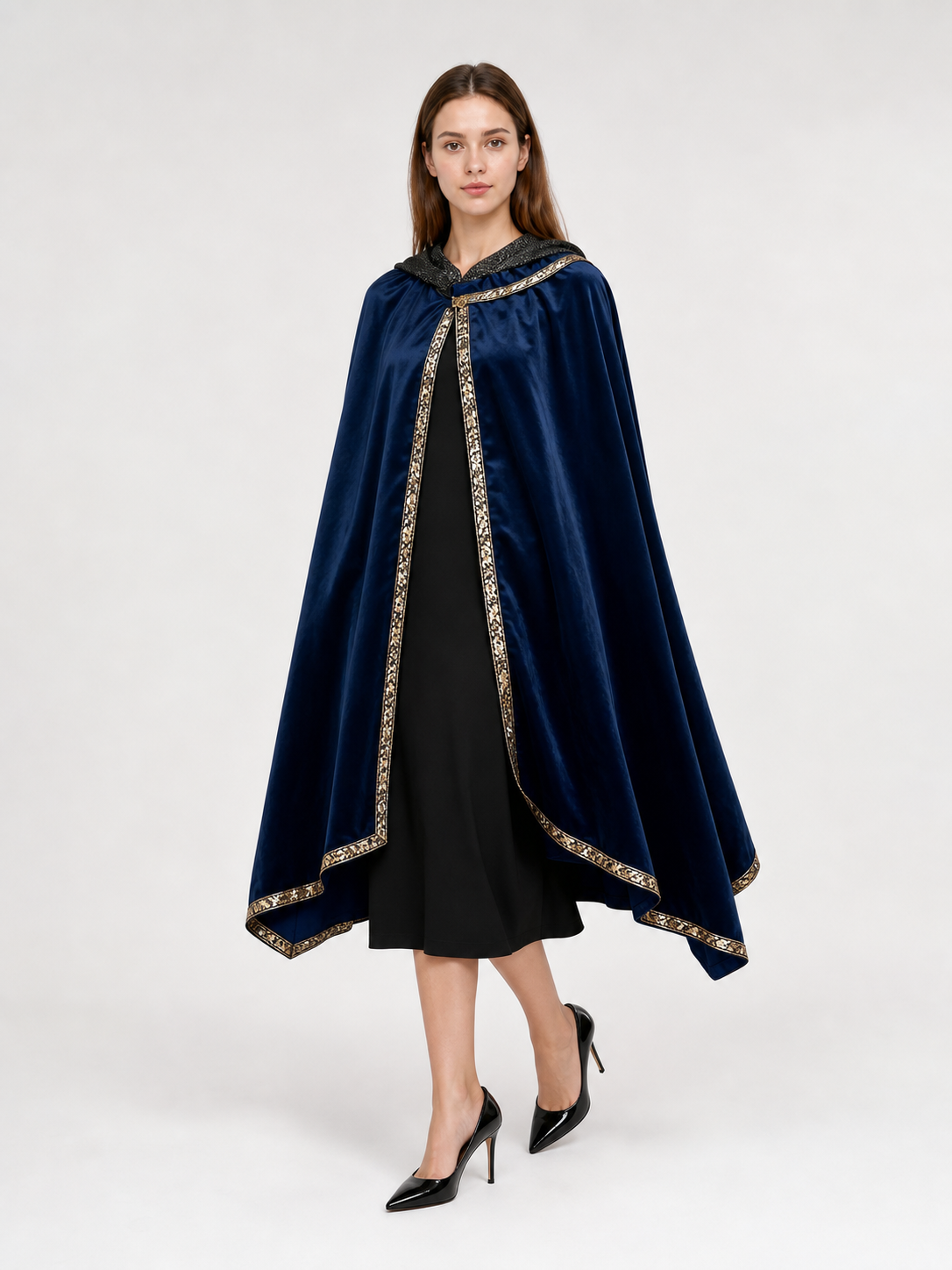 Blue Costume Cape with Gold Trim