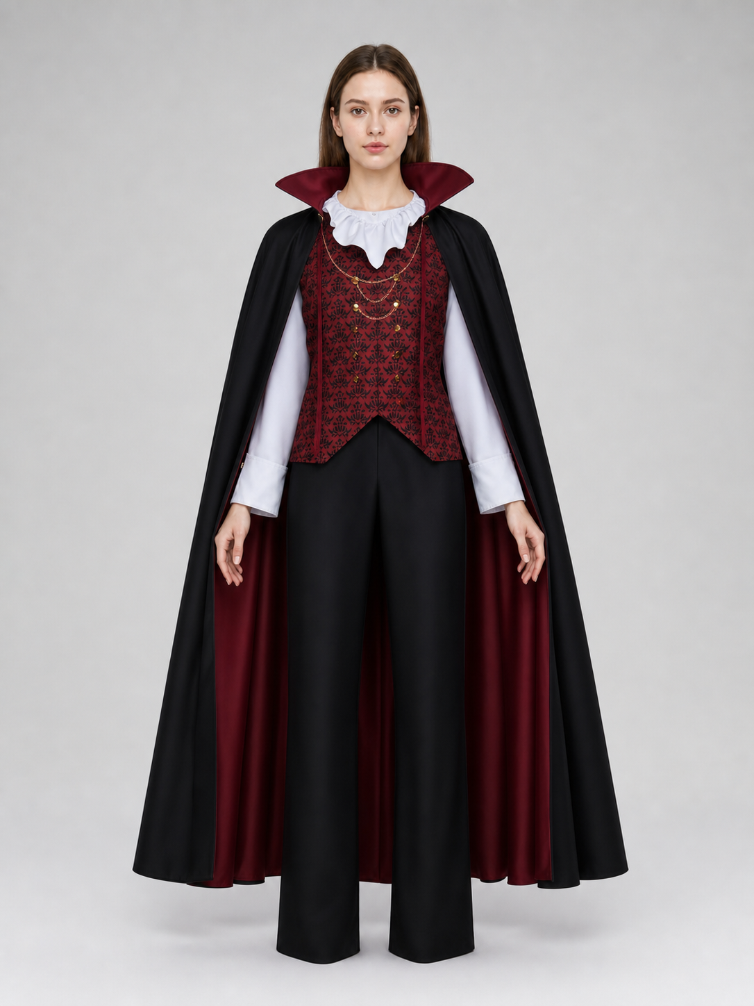 Vampire Cosplay Costume with Cape and Chains