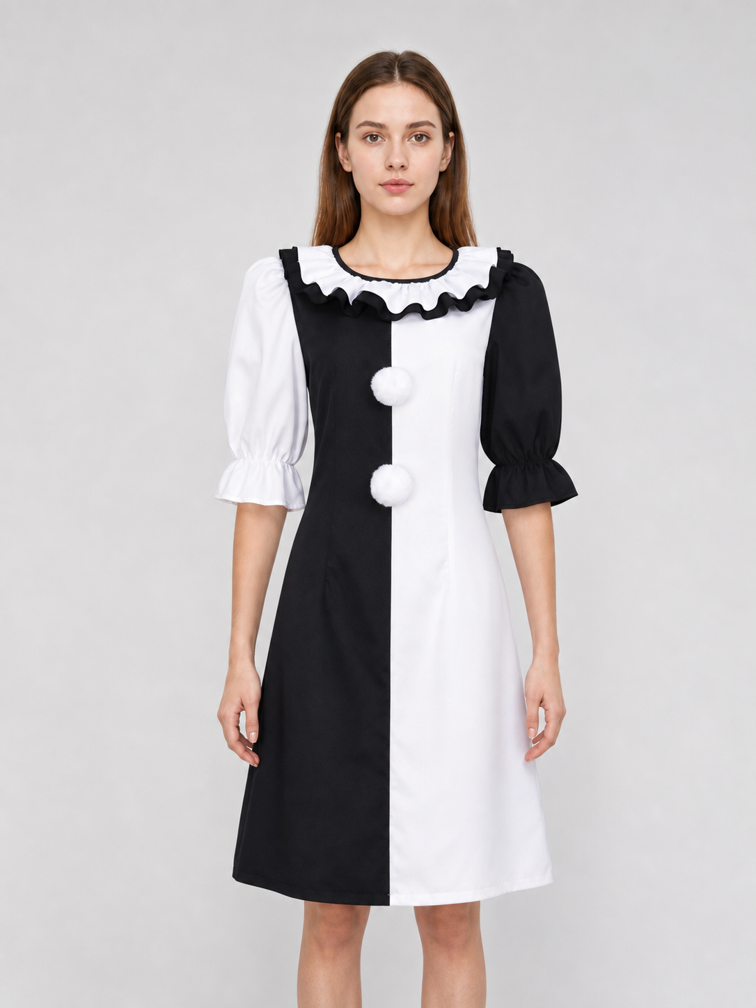 Black and White Clown Costume for Stage and Parties