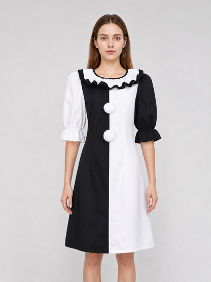 Black and White Clown Costume for Stage and Parties