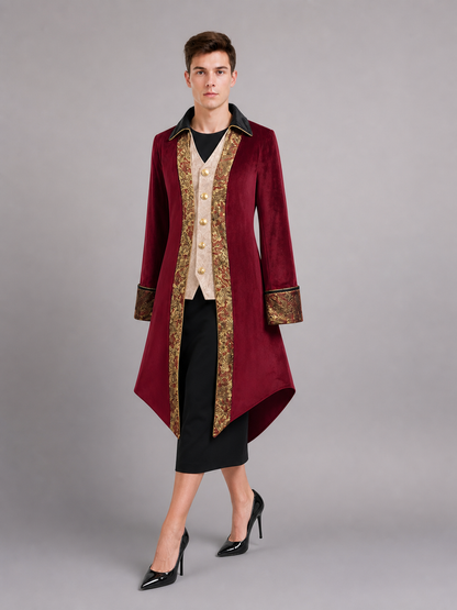 Burgundy Victorian-Style Costume Cloak