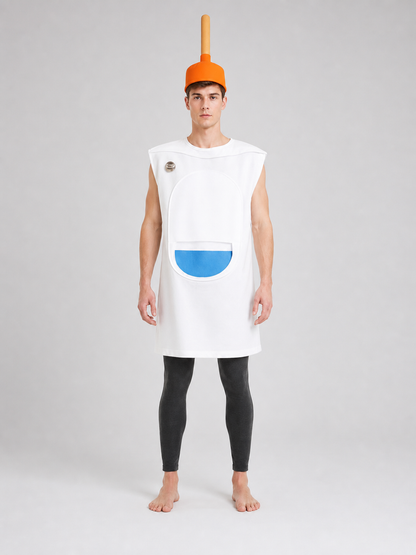 Halloween Toilet Costume with Orange Hat