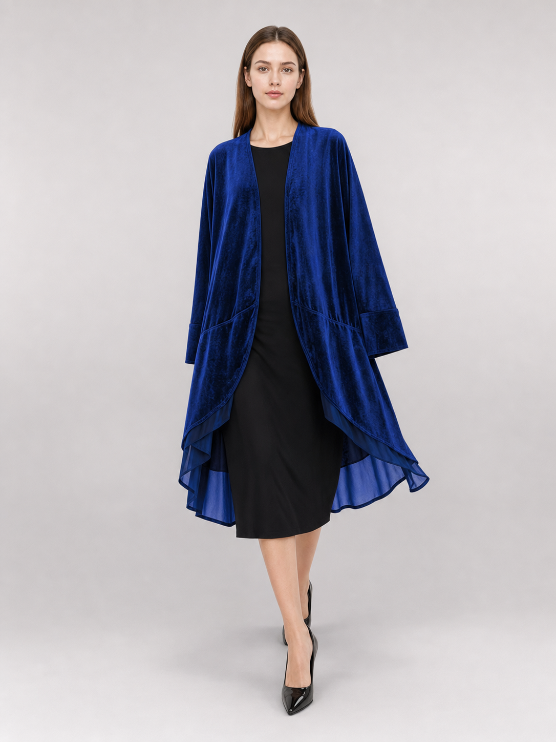 Long dark navy stage cloak