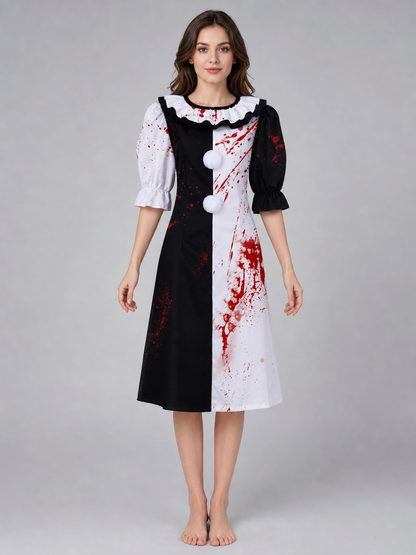 Clown Costume Dress for Halloween with Blood Print