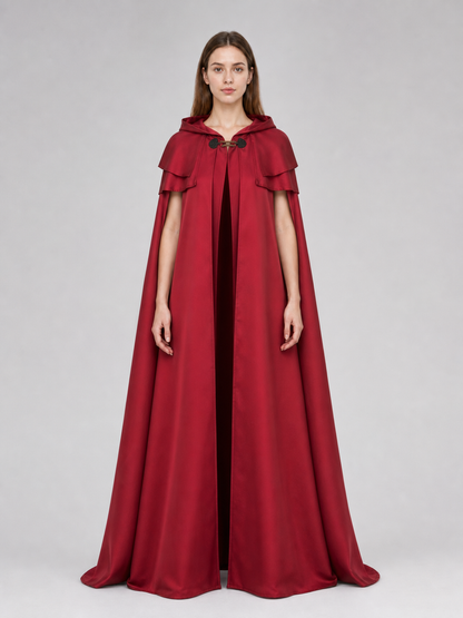 Red Hooded Cape Cloak with Pendant