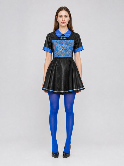 Chinese-style costume dress, hat, and tights