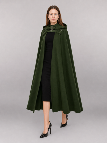 Dark Olive Carnival Cloak with Hood