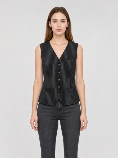 Pinstripe Vest with a V-Neck