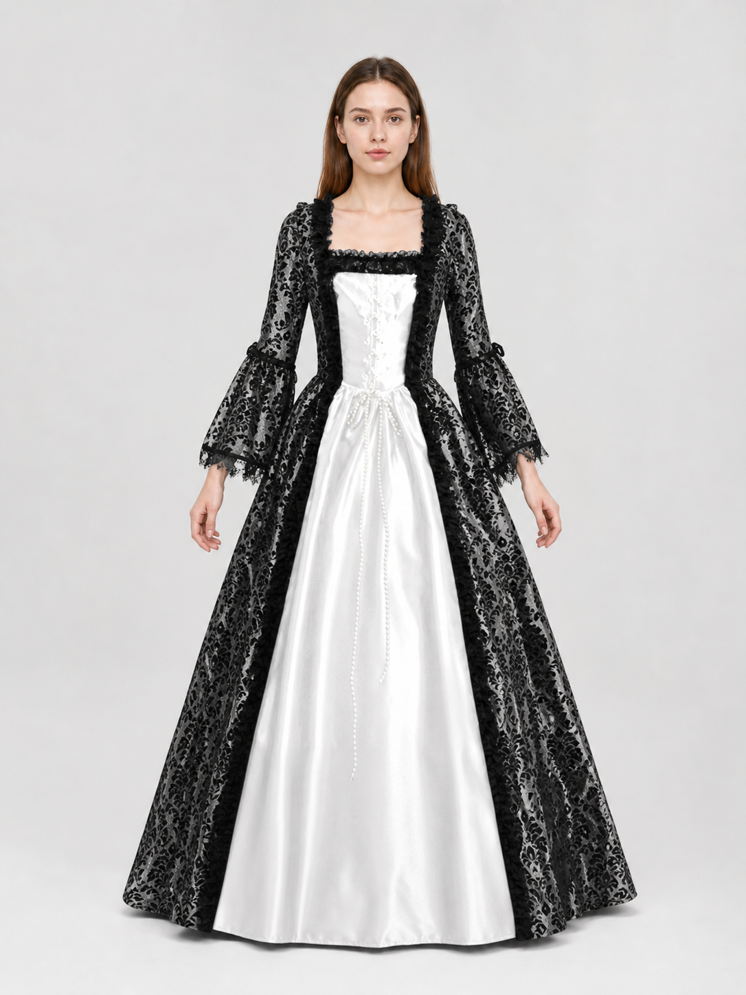 Gothic vintage floor-length dress with sleeves